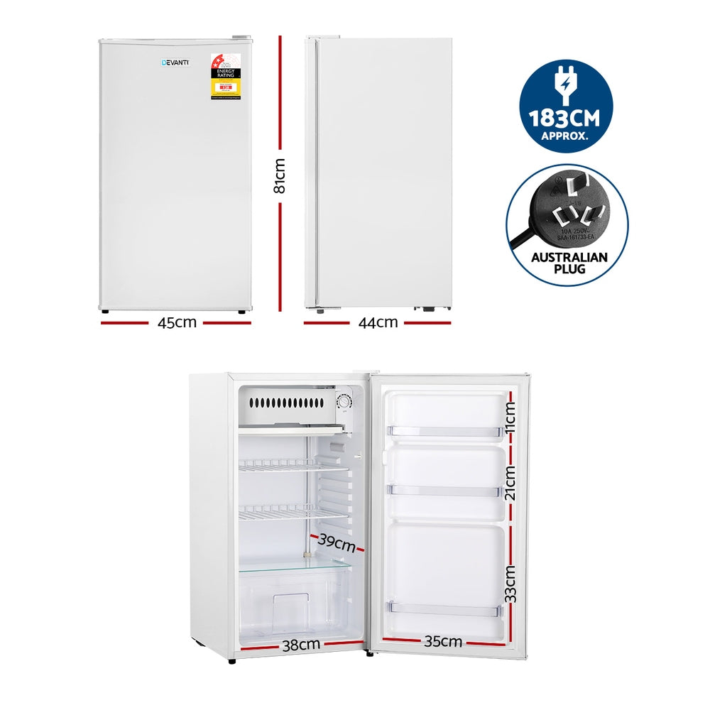 Devanti 95L Bar Fridge White-Appliances &gt; Kitchen Appliances-PEROZ Accessories
