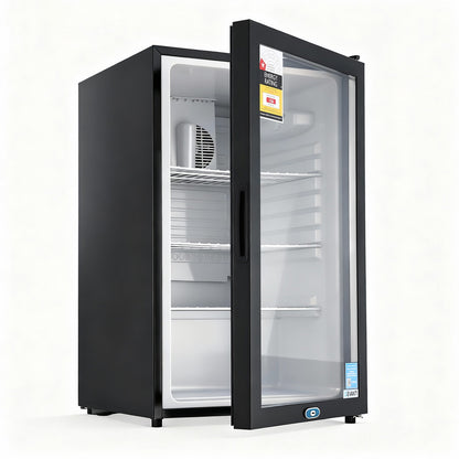 Devanti 105L Bar Fridge Glass Door Mini Fridge Countertop Cooler Black-Appliances > Fridges &amp; Freezers > Fridges-PEROZ Accessories