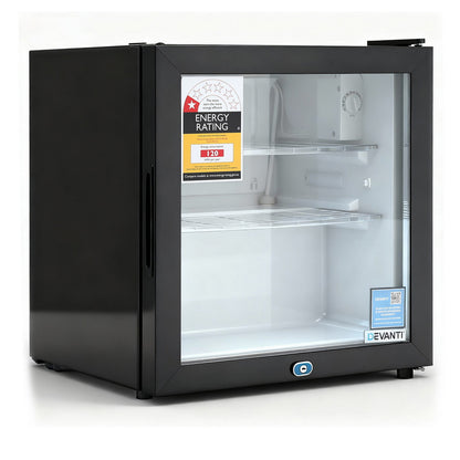 Devanti 40L Bar Fridge Glass Door Mini Fridge Countertop Cooler Black-Appliances > Fridges &amp; Freezers > Fridges-PEROZ Accessories