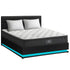 Oikiture Bed Frame with Mattress Double Size LED Gas Lift Black LAYZ-Bed Frame-PEROZ Accessories