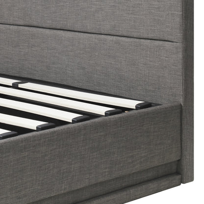 Oikiture Bed Frame with Mattress Double Size LED Gas Lift Grey LAYZ-Bed Frame-PEROZ Accessories