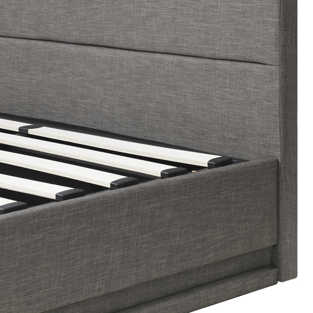 Oikiture Bed Frame with Mattress Queen Size LED Gas Lift Grey LAYZ-Bed Frame-PEROZ Accessories
