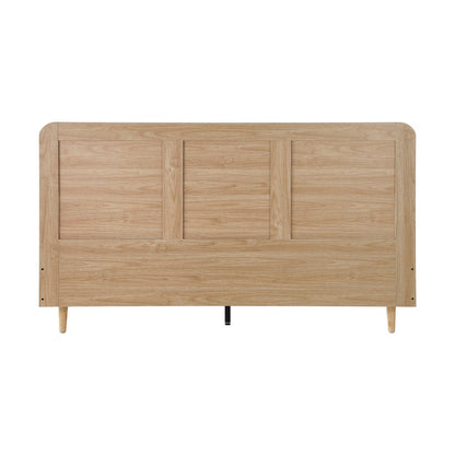 Oikiture Bed Frame King Size Wooden Bed Frame Rattan Headboard-Bed Frames-PEROZ Accessories