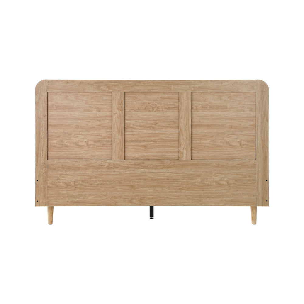 Oikiture Bed Frame Queen Size Wooden Bed Frame Rattan Headboard-Bed Frames-PEROZ Accessories