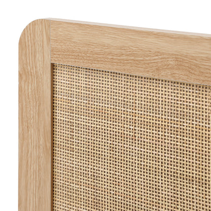 Oikiture Bed Frame Single Size Wooden Bed Frame Rattan Headboard-Bed Frames-PEROZ Accessories