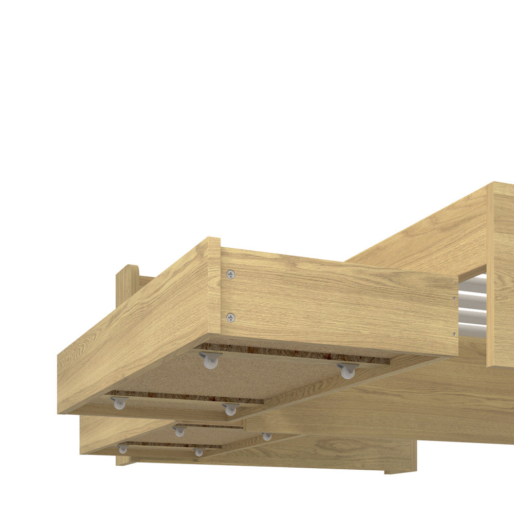 Oikiture King Single Bed Frame with Charging Ports &amp; 2 Drawers-Wooden Bed Frames-PEROZ Accessories