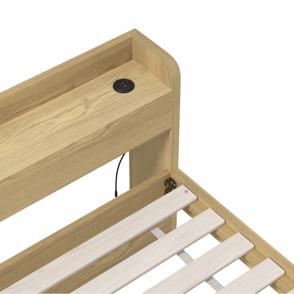 Oikiture King Single Bed Frame with Charging Ports 2 Drawers-Bed Frame-PEROZ Accessories