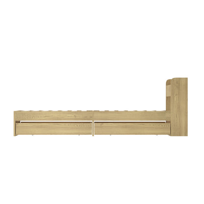 Oikiture Single Bed Frame with Charging Ports &amp; 2 Drawers-Wooden Bed Frames-PEROZ Accessories