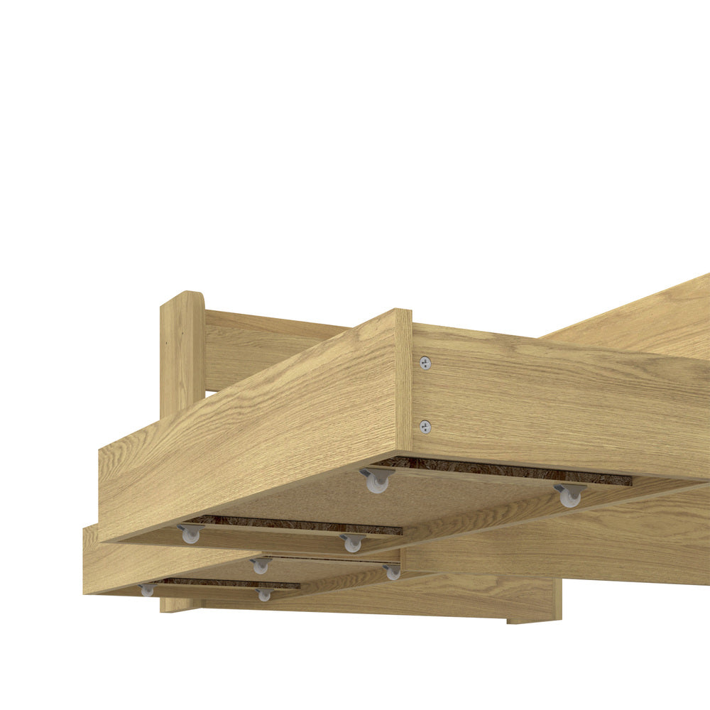 Oikiture Single Bed Frame with Charging Ports &amp; 2 Drawers-Wooden Bed Frames-PEROZ Accessories