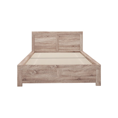 Oikiture Wooden Bed Frame Double Size Contemporary Light Oak-Wooden Bed Frame-PEROZ Accessories