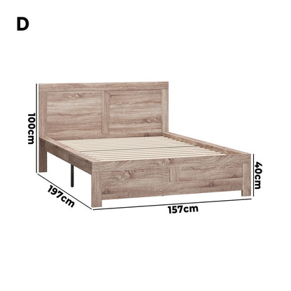 Oikiture Wooden Bed Frame Double Size Contemporary Light Oak-Wooden Bed Frame-PEROZ Accessories