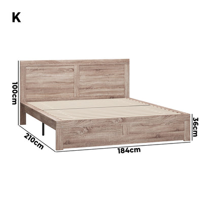 Oikiture Wooden Bed Frame King Size Contemporary Light Oak-Wooden Bed Frame-PEROZ Accessories
