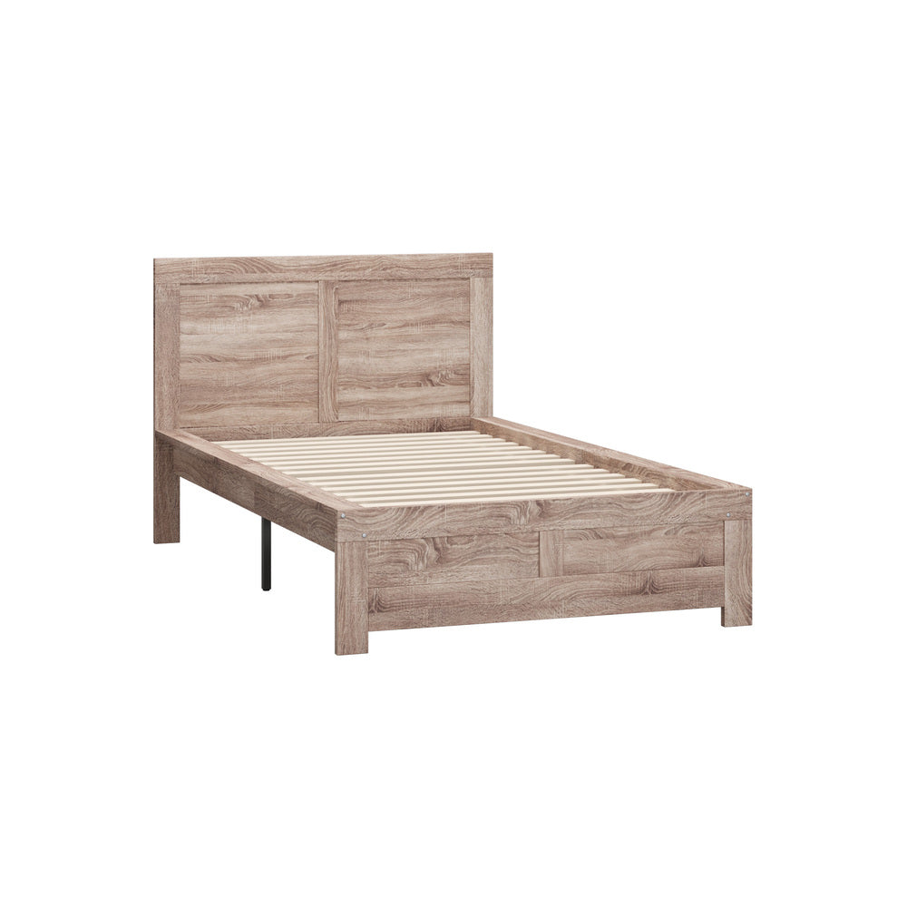 Oikiture Wooden Bed Frame King Single Contemporary Light Oak-Wooden Bed Frame-PEROZ Accessories
