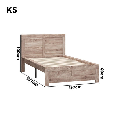 Oikiture Wooden Bed Frame King Single Contemporary Light Oak-Wooden Bed Frame-PEROZ Accessories