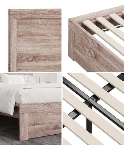 Oikiture Wooden Bed Frame Queen Size Contemporary Light Oak-Wooden Bed Frame-PEROZ Accessories