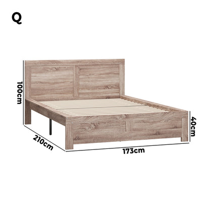 Oikiture Wooden Bed Frame Queen Size Contemporary Light Oak-Wooden Bed Frame-PEROZ Accessories