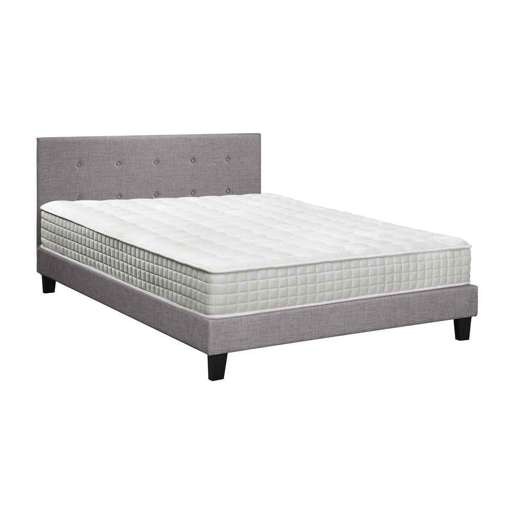 Oikiture Bed Frame Double Size Wooden Platform Beds with Mattress Grey-Bed Frame-PEROZ Accessories