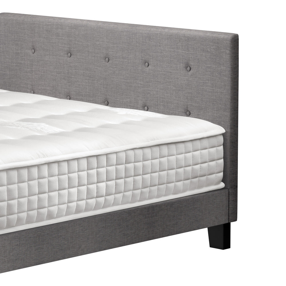 Oikiture Bed Frame Double Size Wooden Platform Beds with Mattress Grey-Bed Frame-PEROZ Accessories