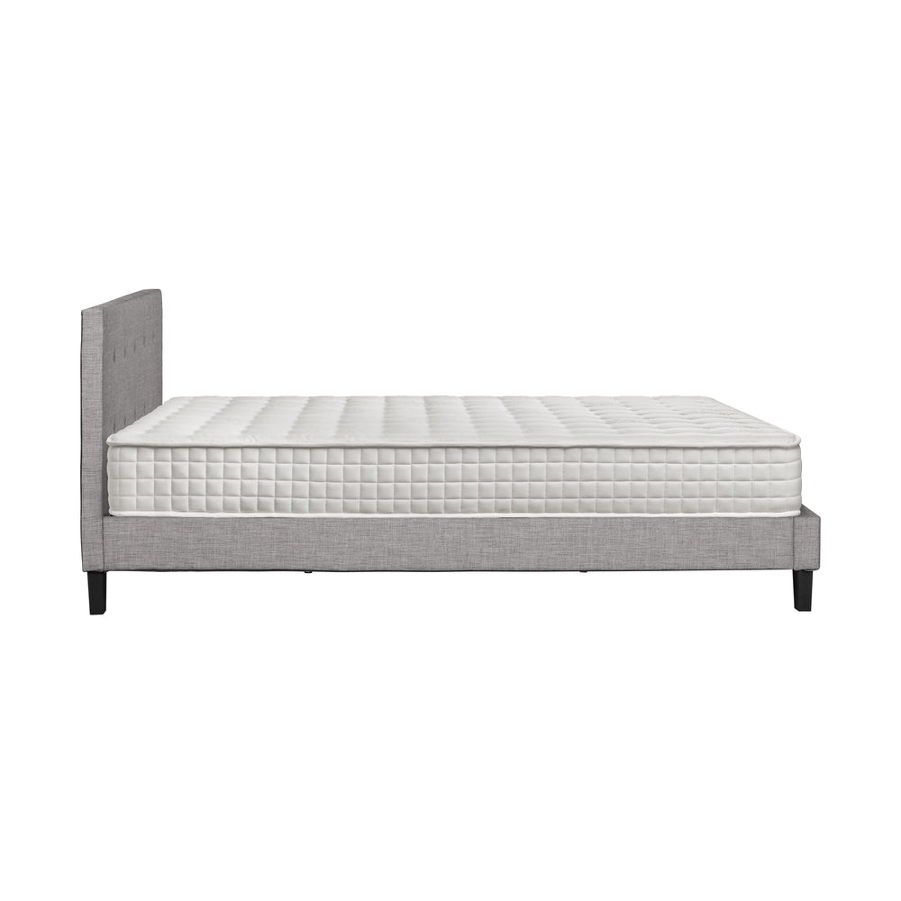 Oikiture Bed Frame Double Size Wooden Platform Beds with Mattress Grey-Bed Frame-PEROZ Accessories