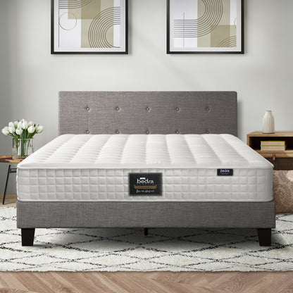 Oikiture Bed Frame Double Size Wooden Platform Beds with Mattress Grey-Bed Frame-PEROZ Accessories