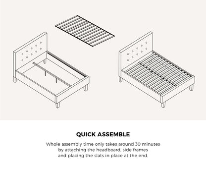 Oikiture Bed Frame Double Size Wooden Platform Beds with Mattress Grey-Bed Frame-PEROZ Accessories