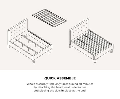 Oikiture Bed Frame King Size Wooden Platform Beds with Mattress Grey-Bed Frame-PEROZ Accessories