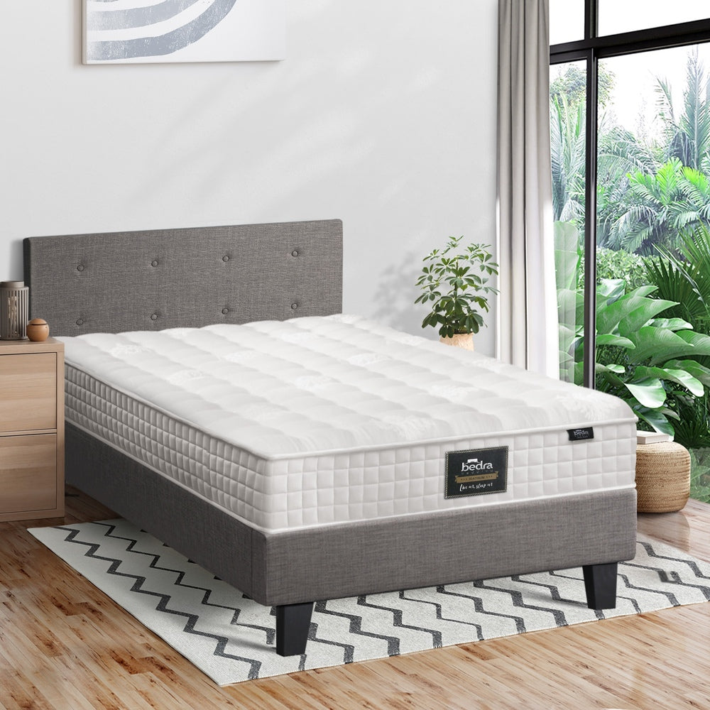 Oikiture Bed Frame King Single Size Wooden Beds with Mattress Grey-Bed Frame-PEROZ Accessories