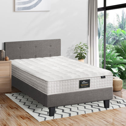 Oikiture Bed Frame Single Size Wooden Platform Beds with Mattress Grey-Bed Frame-PEROZ Accessories