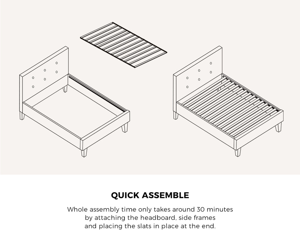 Oikiture Bed Frame Single Size Wooden Platform Beds with Mattress Grey-Bed Frame-PEROZ Accessories
