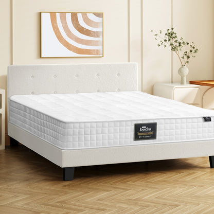 Oikiture Bed Frame Double Size Wooden Beds with Mattress White-Bed Frame-PEROZ Accessories