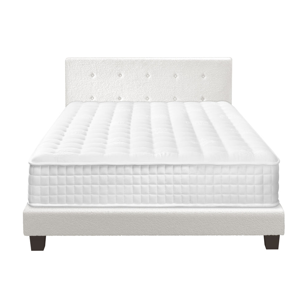 Oikiture Bed Frame Double Size Wooden Beds with Mattress White-Bed Frame-PEROZ Accessories