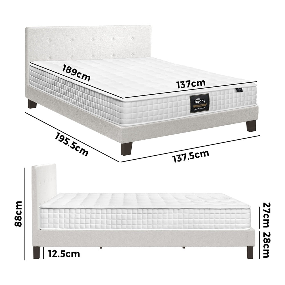 Oikiture Bed Frame Double Size Wooden Beds with Mattress White-Bed Frame-PEROZ Accessories