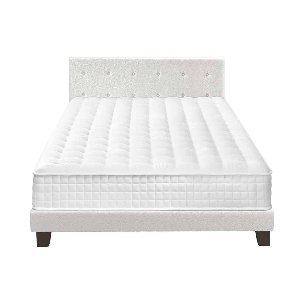 Oikiture Bed Frame King Size Wooden Platform Beds with Mattress White-Bed Frame-PEROZ Accessories