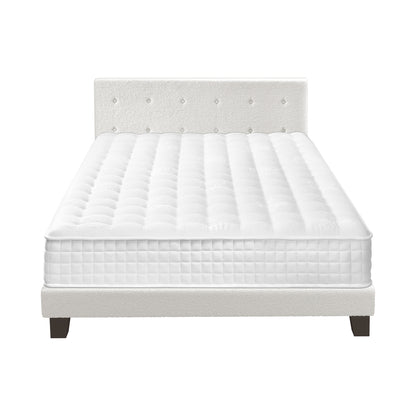 Oikiture Bed Frame King Size Wooden Platform Beds with Mattress White-Bed Frame-PEROZ Accessories