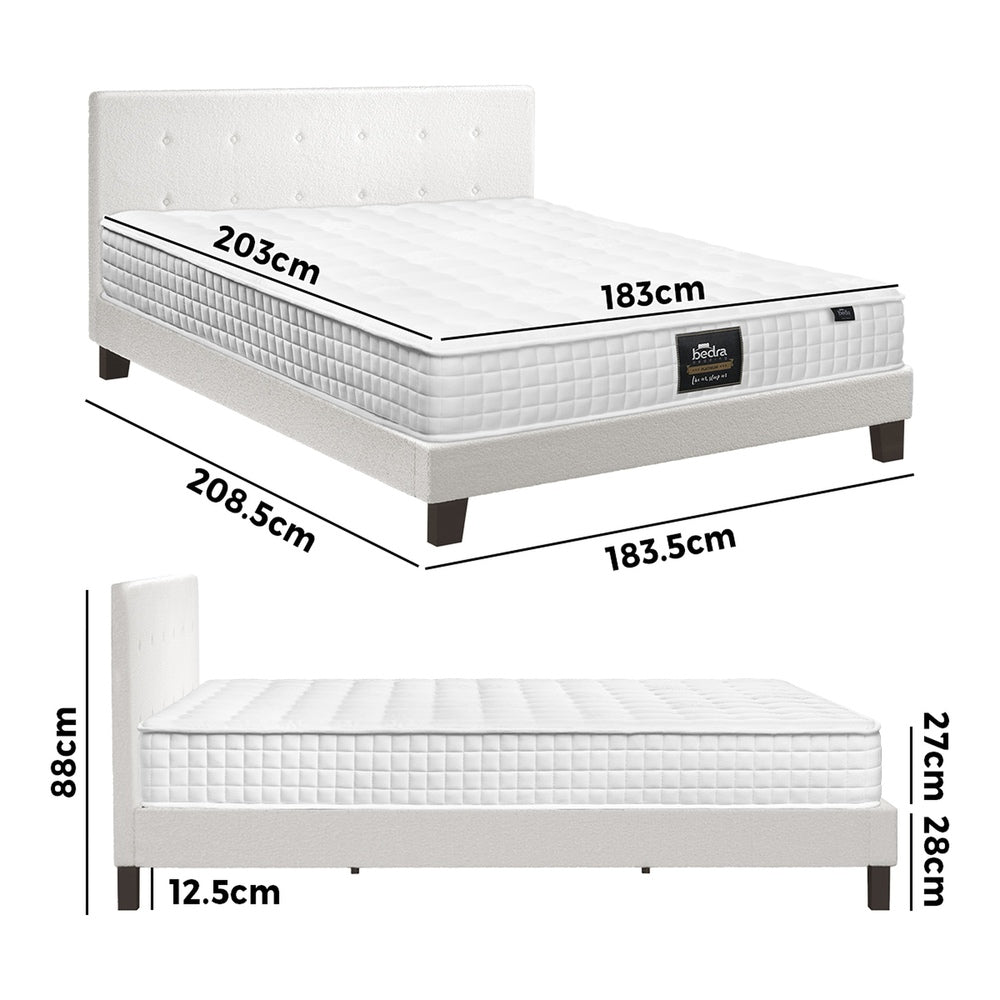 Oikiture Bed Frame King Size Wooden Platform Beds with Mattress White-Bed Frame-PEROZ Accessories