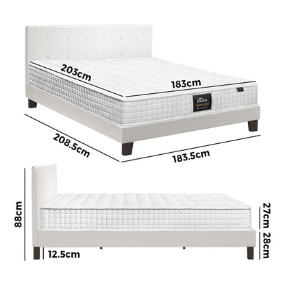 Oikiture Bed Frame King Size Wooden Platform Beds with Mattress White-Bed Frame-PEROZ Accessories