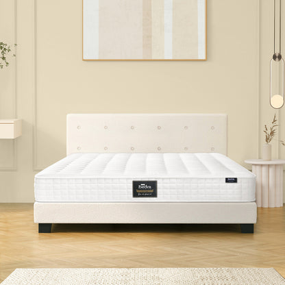 Oikiture Bed Frame King Size Wooden Platform Beds with Mattress White-Bed Frame-PEROZ Accessories