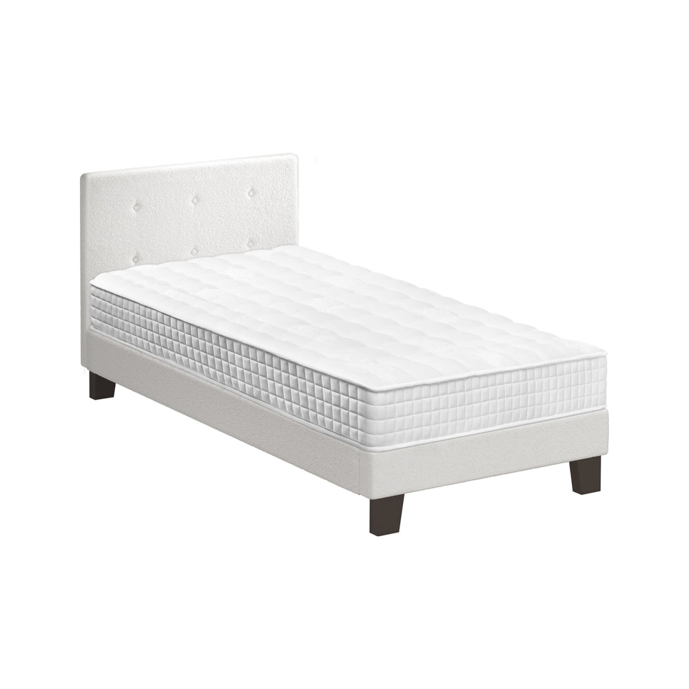 Oikiture Bed Frame Single Size Wooden Beds with Mattress White-Bed Frame-PEROZ Accessories