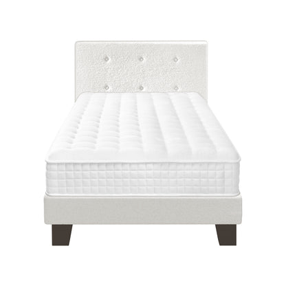 Oikiture Bed Frame Single Size Wooden Beds with Mattress White-Bed Frame-PEROZ Accessories
