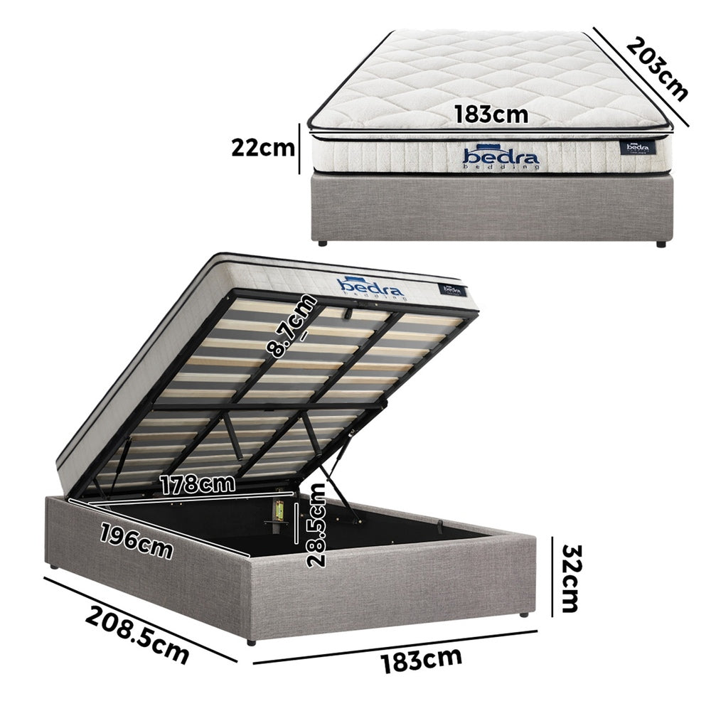 Oikiture Bed Frame King Size Storage Platform with Mattress-Bed Frame-PEROZ Accessories