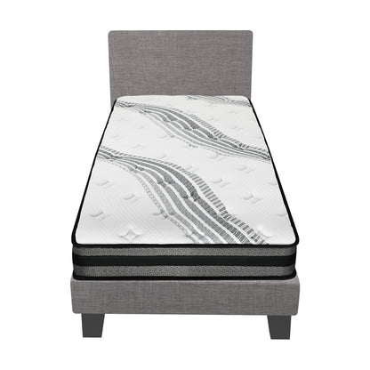Oikiture Bed Frame with King Single Size Mattress Set Grey Fabric-Bed Frame-PEROZ Accessories