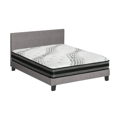 Oikiture Bed Frame with Queen Size Mattress Set Grey Fabric-Bed Frame-PEROZ Accessories