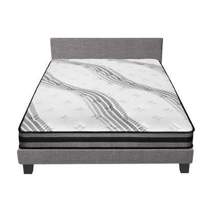 Oikiture Bed Frame with Queen Size Mattress Set Grey Fabric-Bed Frame-PEROZ Accessories