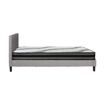 Oikiture Bed Frame with Queen Size Mattress Set Grey Fabric-Bed Frame-PEROZ Accessories