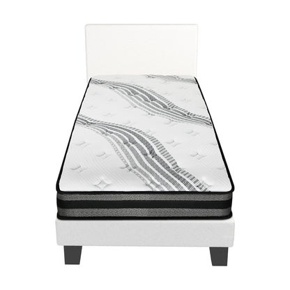 Oikiture Bed Frame with King Single Mattress Set Boucle Fabric White-Bed Frame-PEROZ Accessories