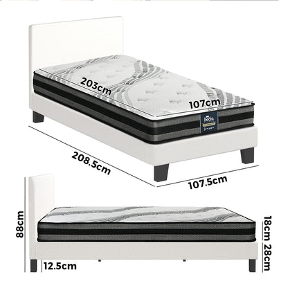 Oikiture Bed Frame with King Single Mattress Set Boucle Fabric White-Bed Frame-PEROZ Accessories