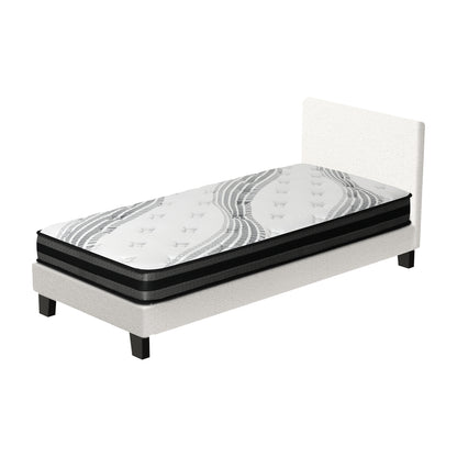 Oikiture Bed Frame with King Single Mattress Set Boucle Fabric White-Bed Frame-PEROZ Accessories