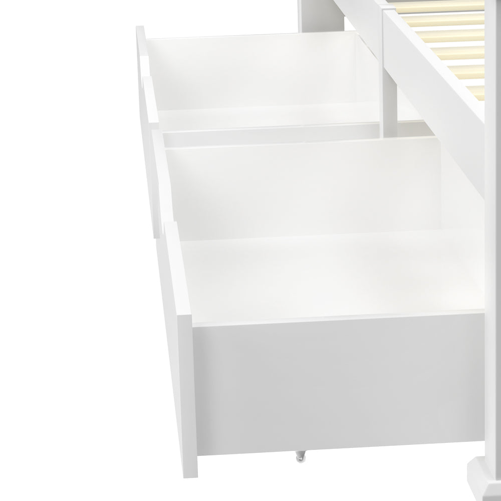 Oikiture 2x Bed Frame Storage Drawers Timber Trundle for Wooden Bed Frame Base White-Drawer Sets of 2-PEROZ Accessories