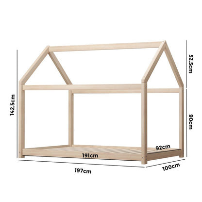 Oikiture Wooden Bed Frame Single Wood Mattress Base Pine Timber Platform-Bed Frames-PEROZ Accessories