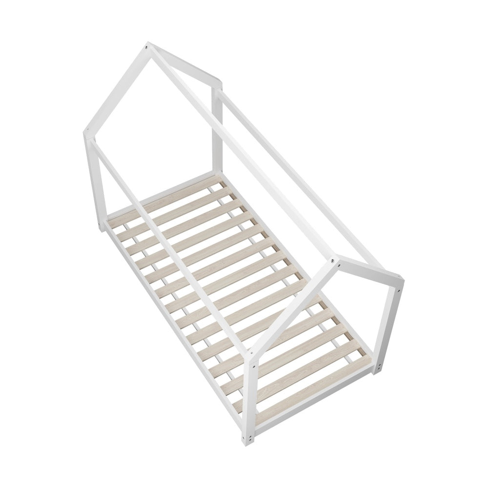 Oikiture Bed Frame Single Wooden Timber House Style Mattress Base Platform White-Bed Frames-PEROZ Accessories